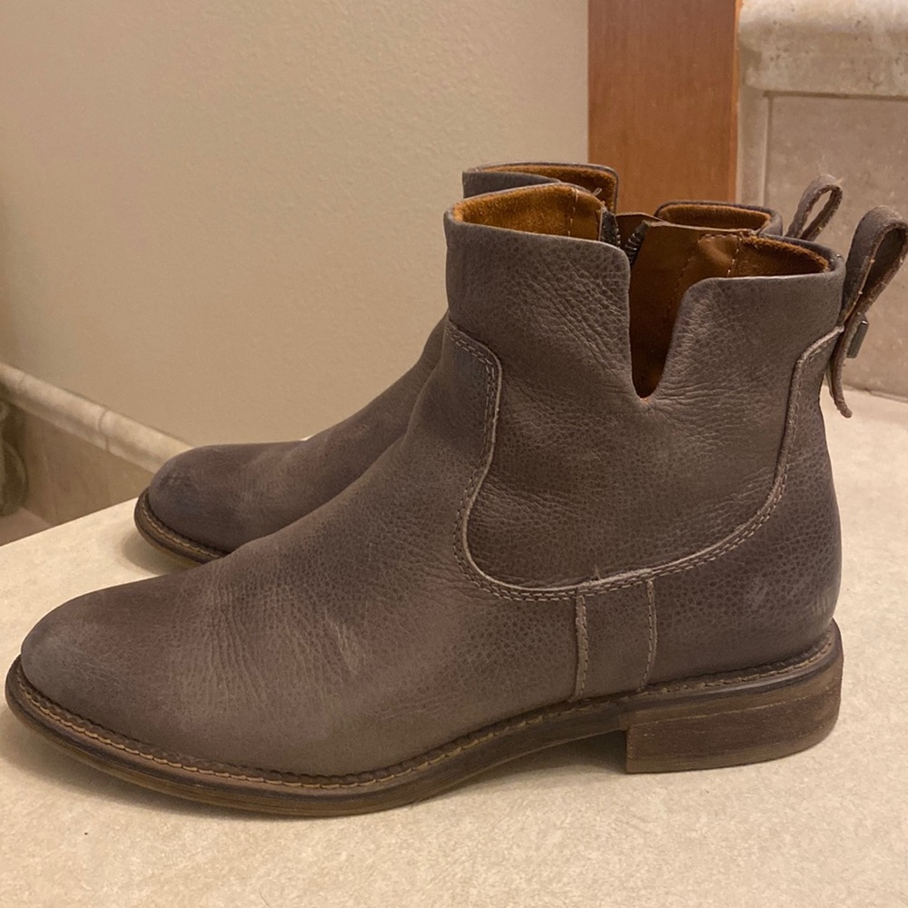 Grey leather boots
